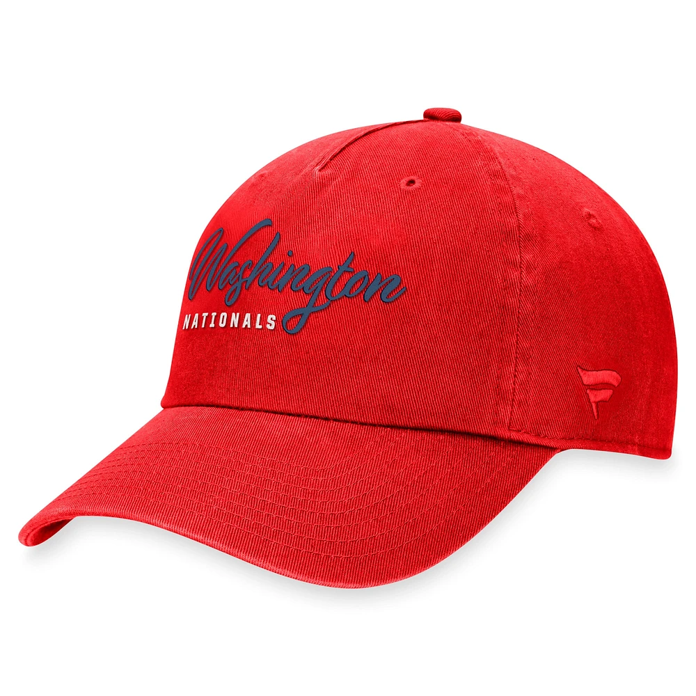 Women's Fanatics  Red Washington Nationals Script Adjustable Hat