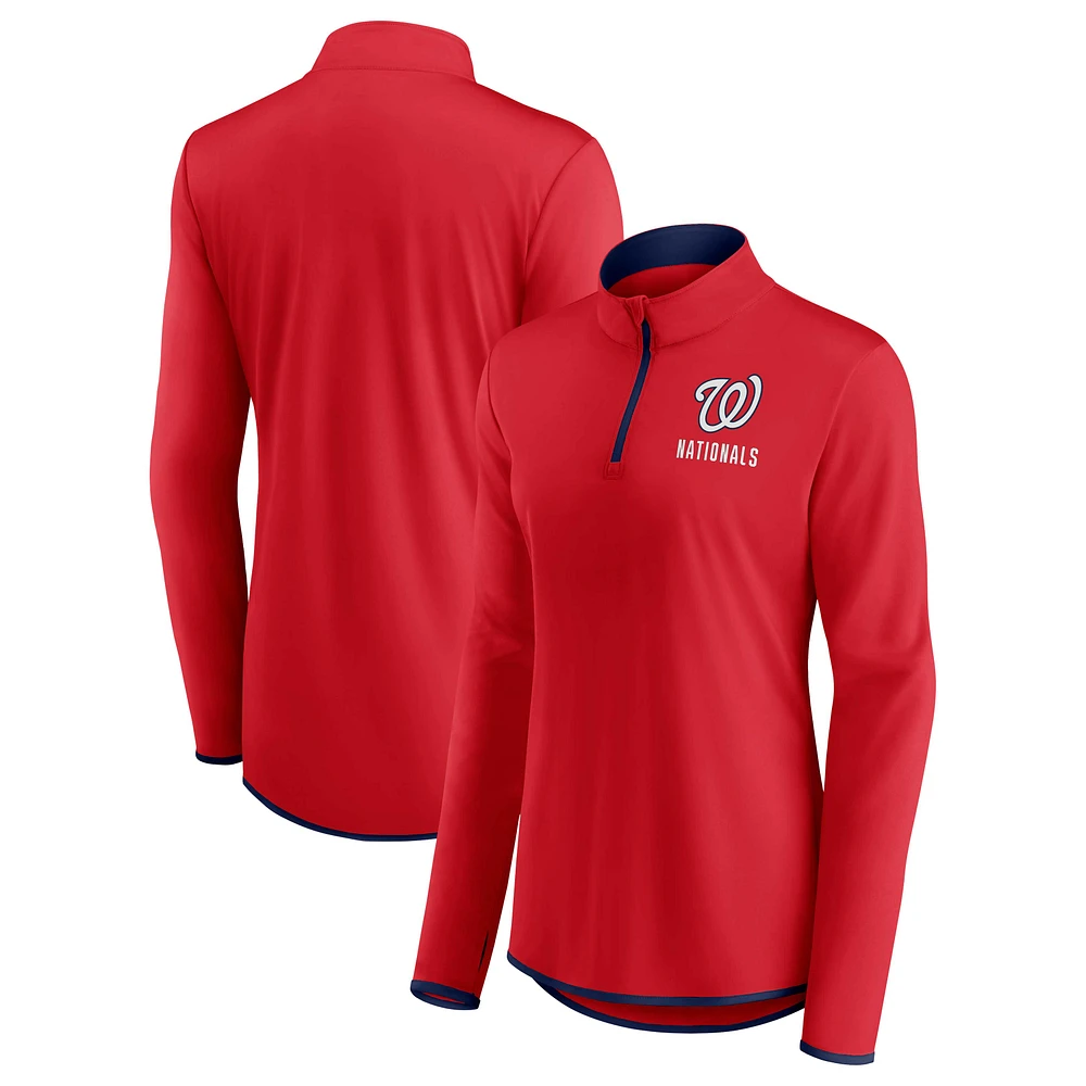 Women's Fanatics Red Washington Nationals Worth The Drive Quarter-Zip Jacket