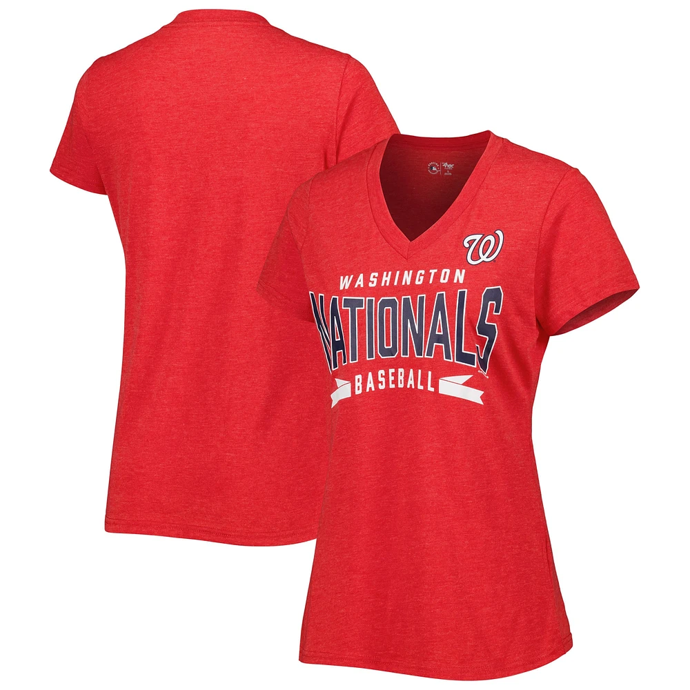 T-shirt à encolure en V rouge Washington Nationals Dream Team G-III 4Her by Carl Banks pour femme