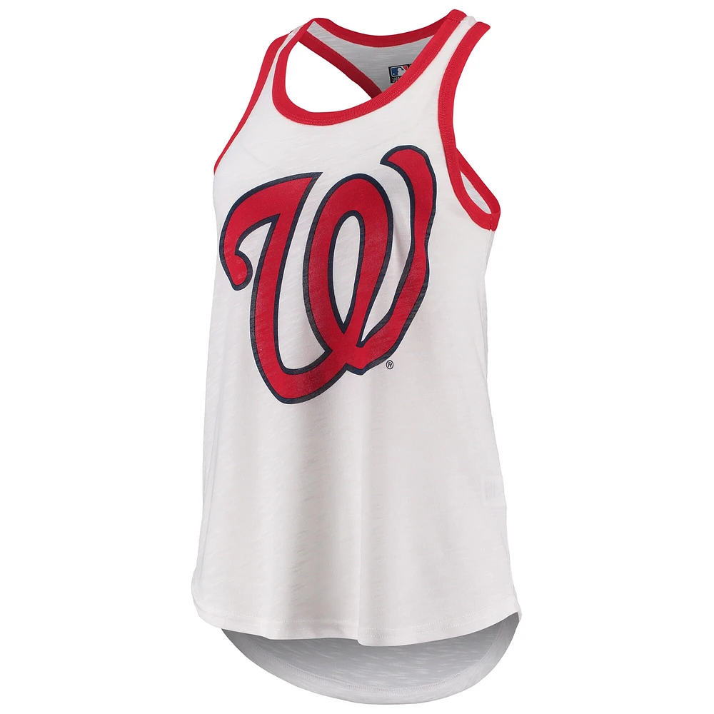 Women's G-III 4Her by Carl Banks White Washington Nationals Tater Racerback Tank Top