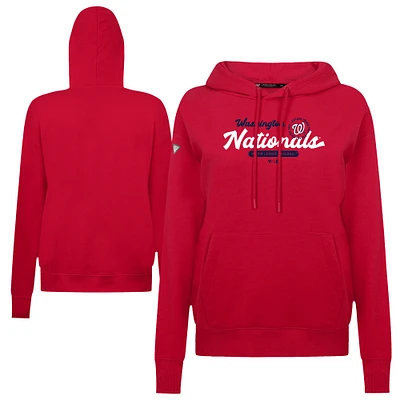 Women's Levelwear Red Washington Nationals Accolade Adorn Monument Pullover Hoodie