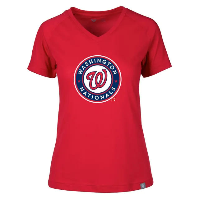 Women's Soft As A Grape Red Washington Nationals Plus Size V-Neck T-Shirt