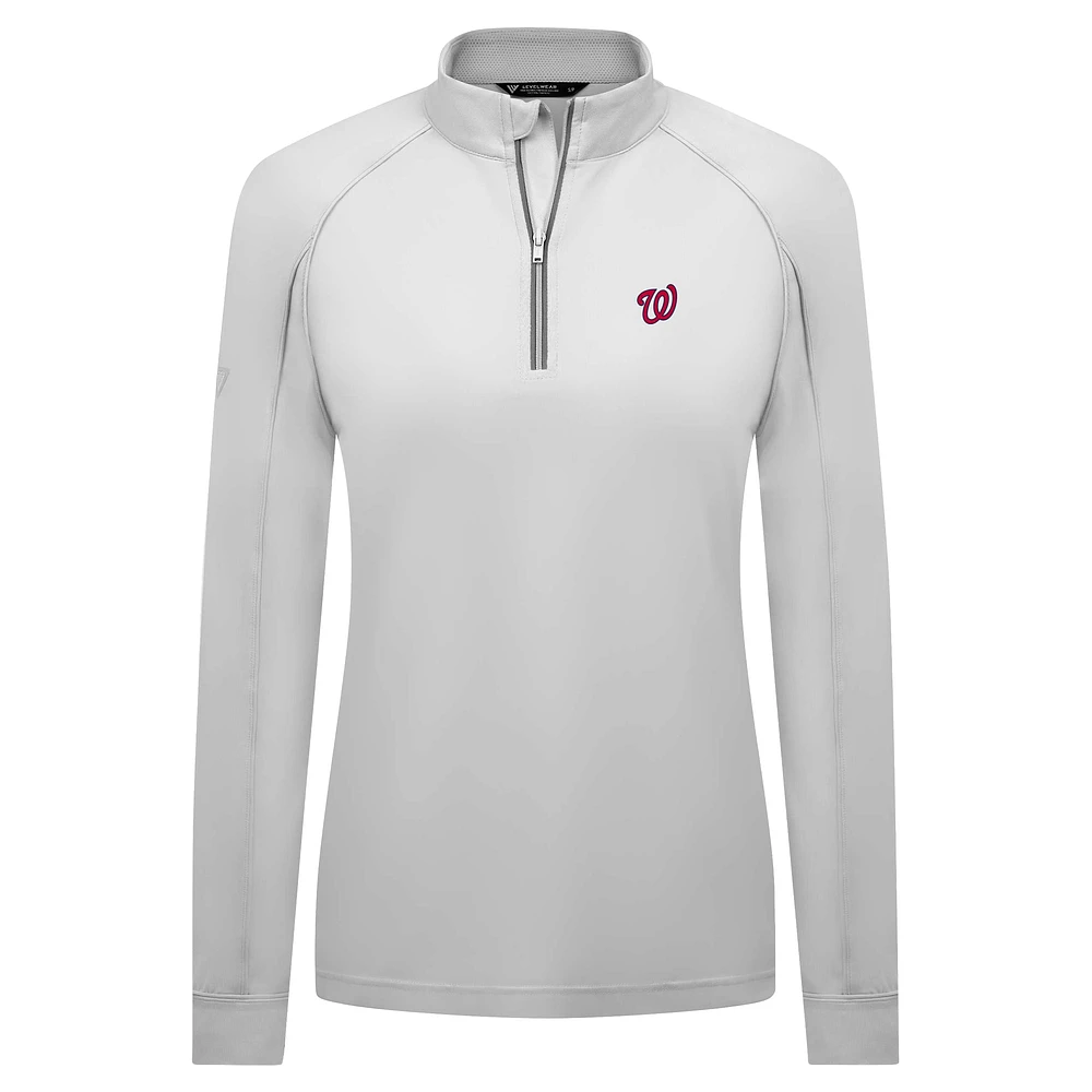 Women's Levelwear White Washington Nationals Kinetic Insignia 2.0 Raglan Quarter-Zip Top