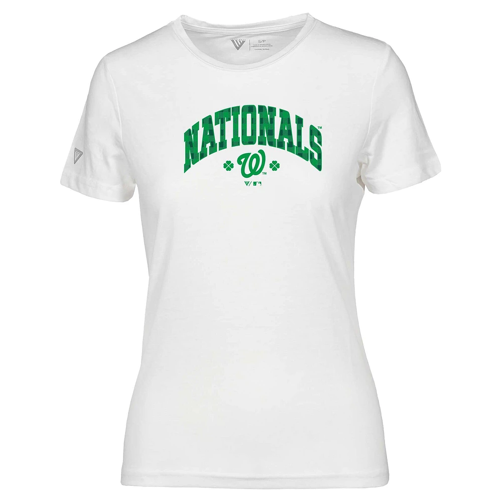 T-shirt à carreaux Maddox pour la Saint-Patrick des Nationals de Washington femme, blanc, Levelwear