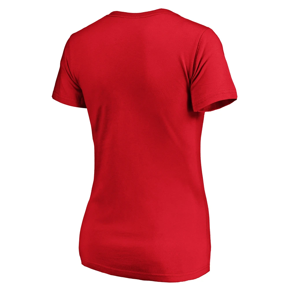 Women's Majestic Red Washington Nationals Logo V-Neck T-Shirt