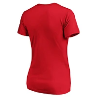Women's Majestic Red Washington Nationals Logo V-Neck T-Shirt