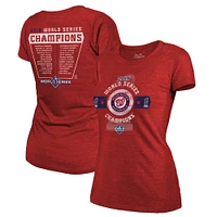 T-shirt Majestic Threads pour femme rouge Washington Nationals 2019 World Series Champions Roster