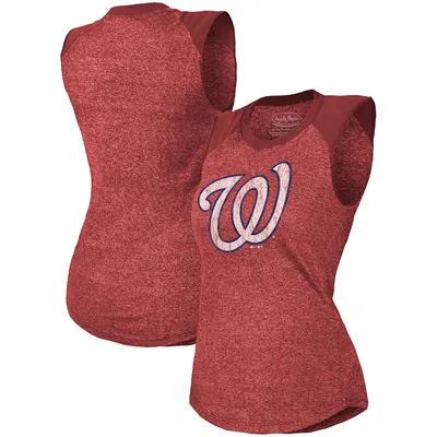 Washington Nationals Majestic Threads Women's Raglan Tri-Blend Muscle Tank Top - Red