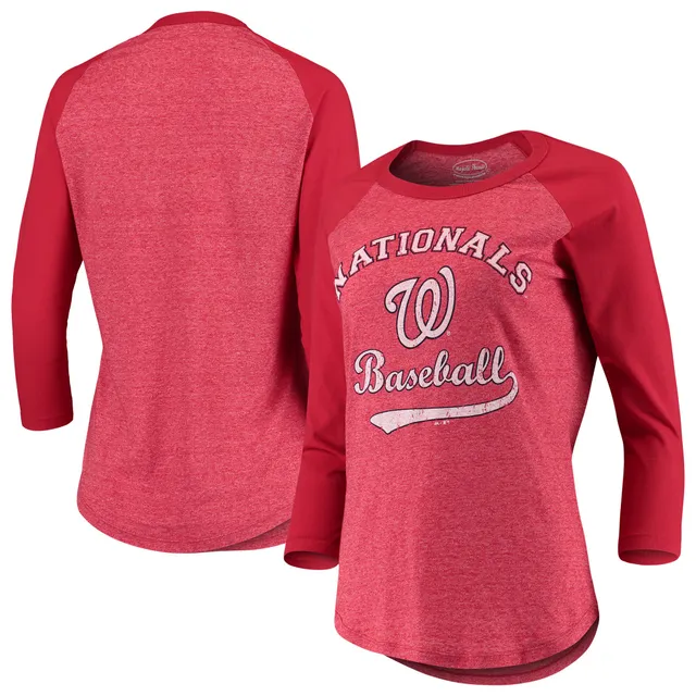 Lids Cincinnati Reds Nike Women's Next Up Tri-Blend Raglan 3/4-Sleeve T- Shirt - Red/Black