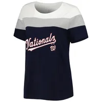 Women's Navy/Heather Gray Washington Nationals Plus Colorblock T-Shirt