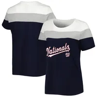 Women's Navy/Heather Gray Washington Nationals Plus Colorblock T-Shirt