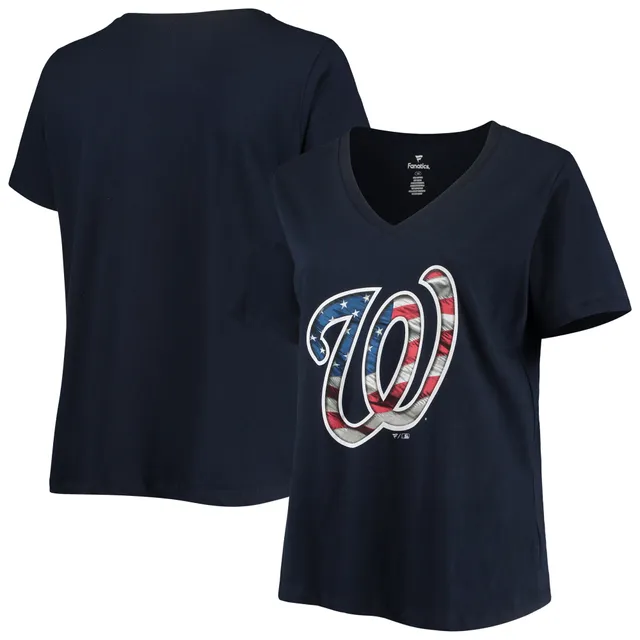 Women's '47 White/Black Washington Nationals Inner Glow Dolly Cropped V-Neck T-Shirt Size: Large