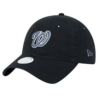 Women's New Era Black Washington Nationals Glitz 9TWENTY Adjustable Hat