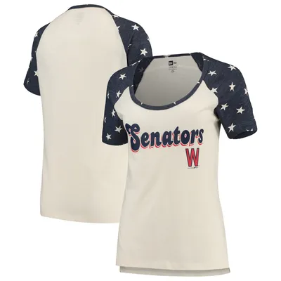 New Era Girl's Youth Pink Washington Nationals Jersey Stars V-Neck T-shirt