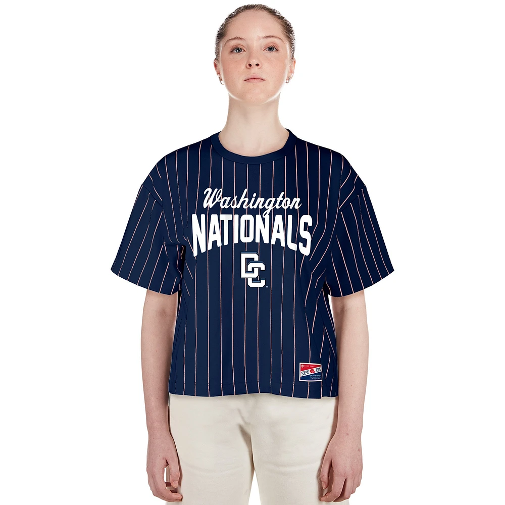 Women's New Era Navy Washington Nationals 2025 City Connect Pinstripe T-Shirt