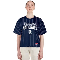 Women's New Era Navy Washington Nationals 2025 City Connect Pinstripe T-Shirt