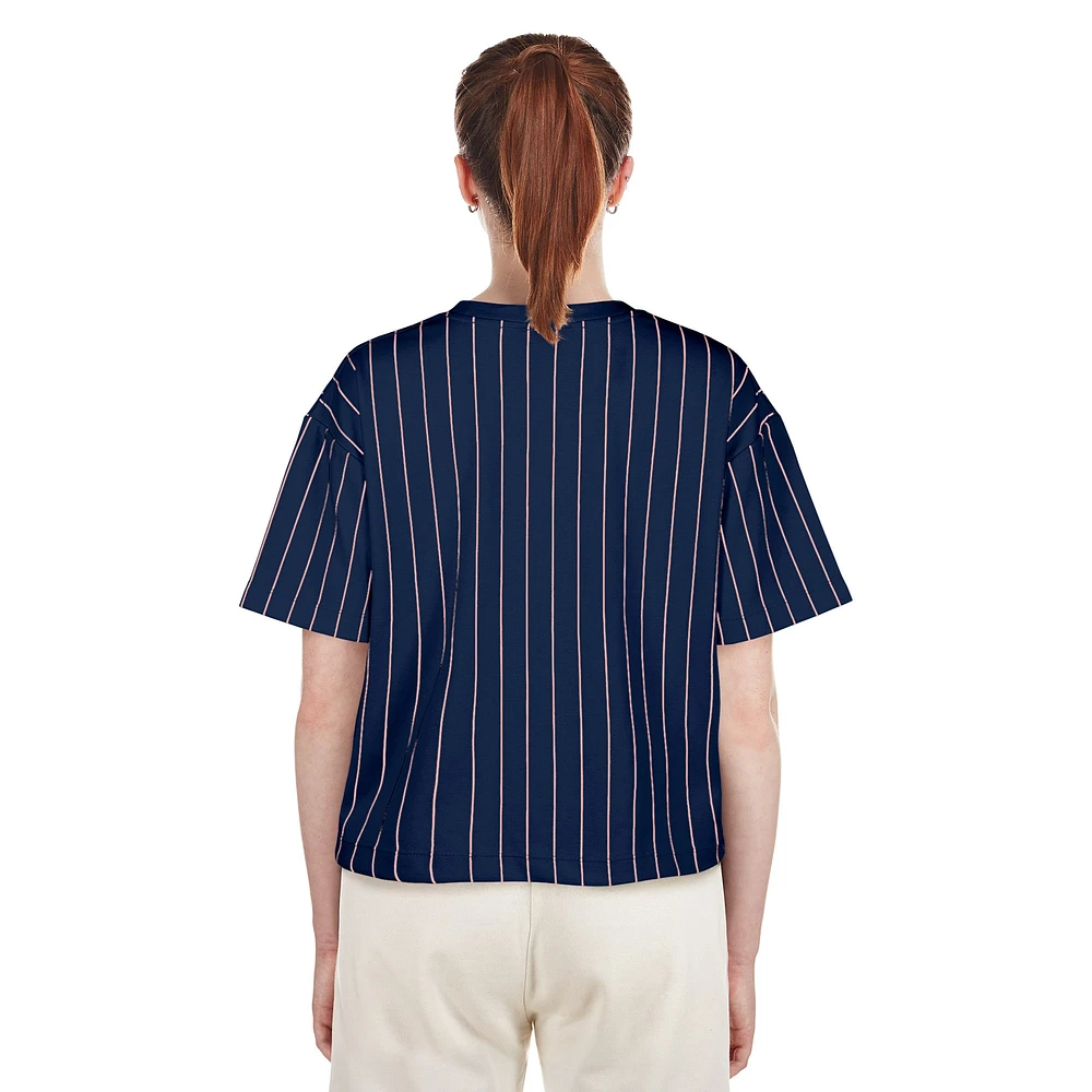 Women's New Era Navy Washington Nationals 2025 City Connect Pinstripe T-Shirt