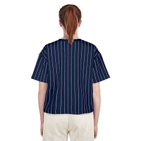 Women's New Era Navy Washington Nationals 2025 City Connect Pinstripe T-Shirt