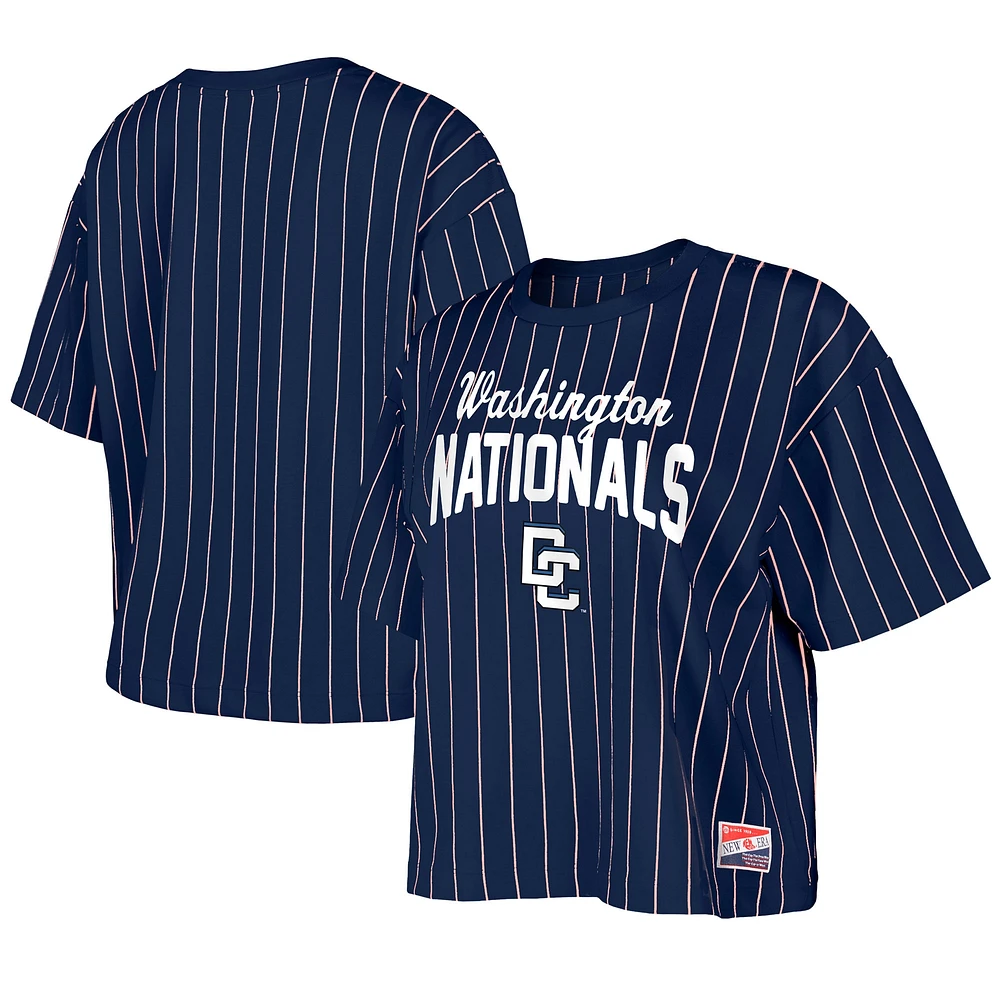 Women's New Era Navy Washington Nationals 2025 City Connect Pinstripe T-Shirt