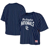 Women's New Era Navy Washington Nationals 2025 City Connect Pinstripe T-Shirt