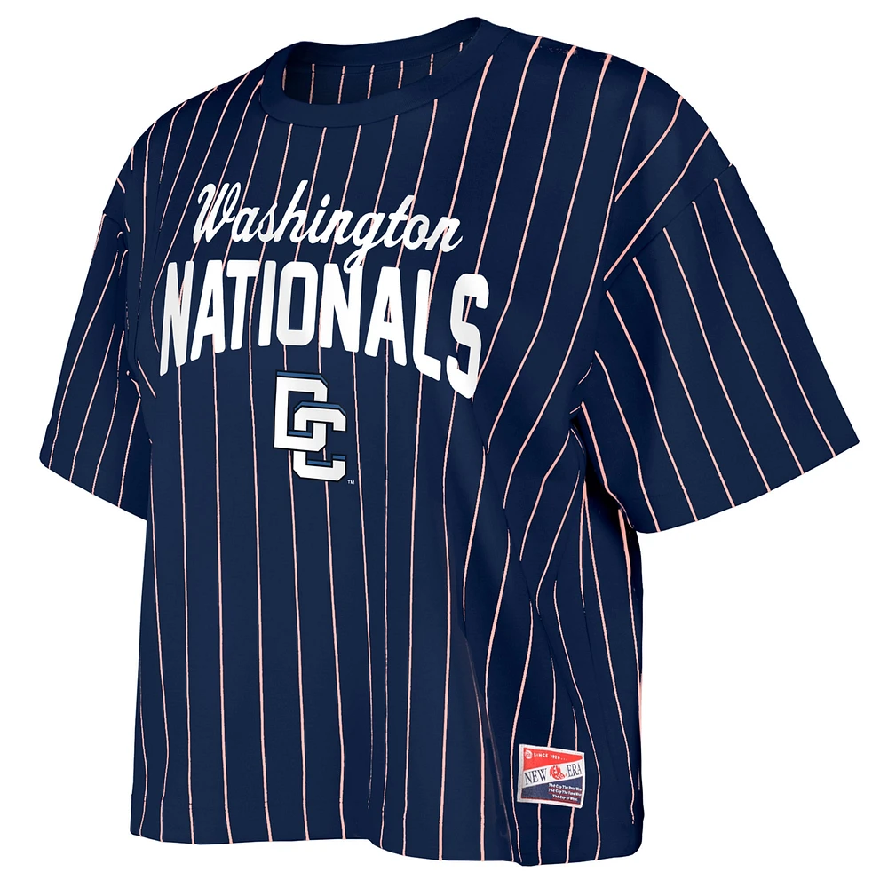 Women's New Era Navy Washington Nationals 2025 City Connect Pinstripe T-Shirt