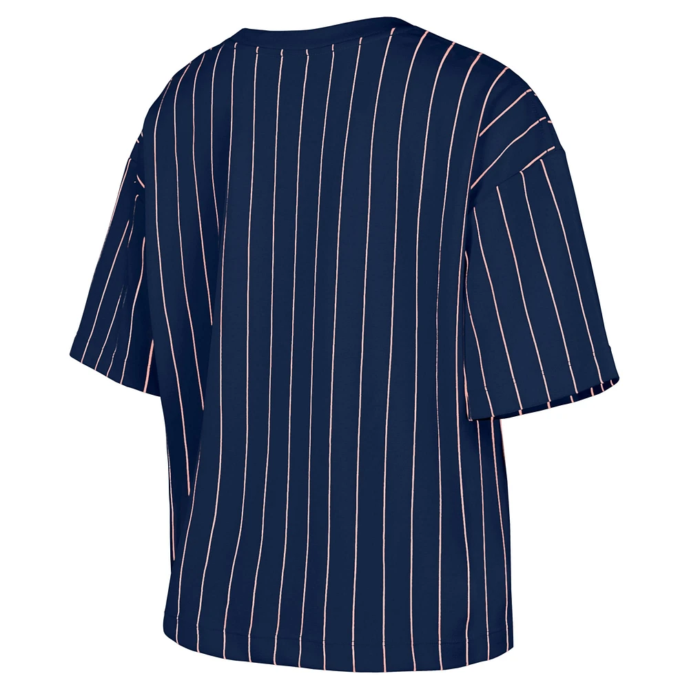 Women's New Era Navy Washington Nationals 2025 City Connect Pinstripe T-Shirt