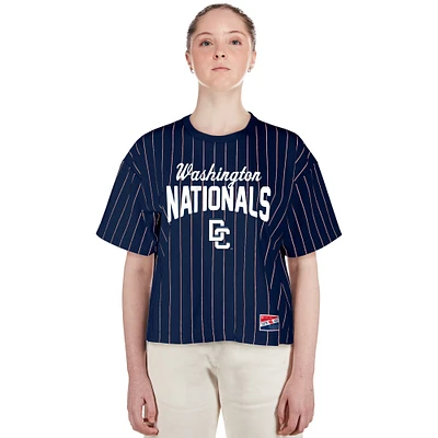 Women's New Era Navy Washington Nationals 2025 City Connect Pinstripe T-Shirt