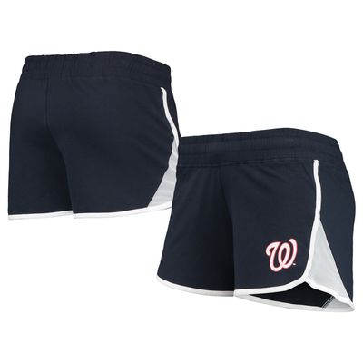 Women's New Era Navy Washington Nationals Stretch French Terry Shorts