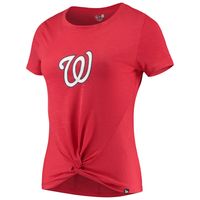 Women's New Era Red Washington Nationals 2-Hit Front Twist Burnout T-Shirt