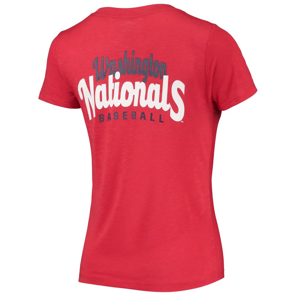 Women's New Era Red Washington Nationals 2-Hit Front Twist Burnout T-Shirt