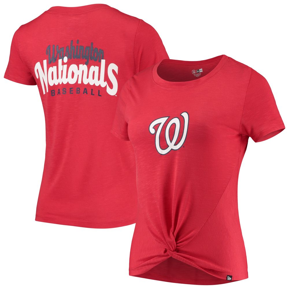 Women's New Era Red Washington Nationals 2-Hit Front Twist Burnout T-Shirt