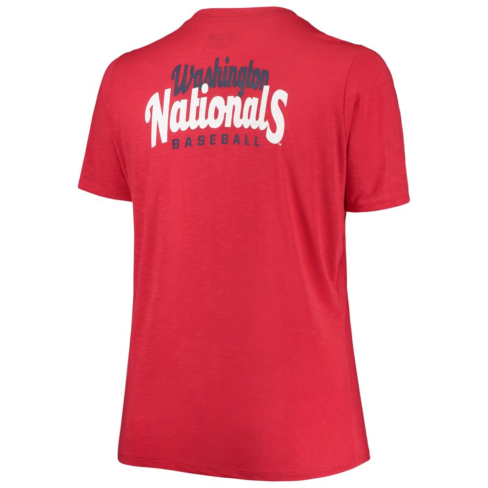 Women's New Era Red Washington Nationals Plus 2-Hit Front Knot T-Shirt