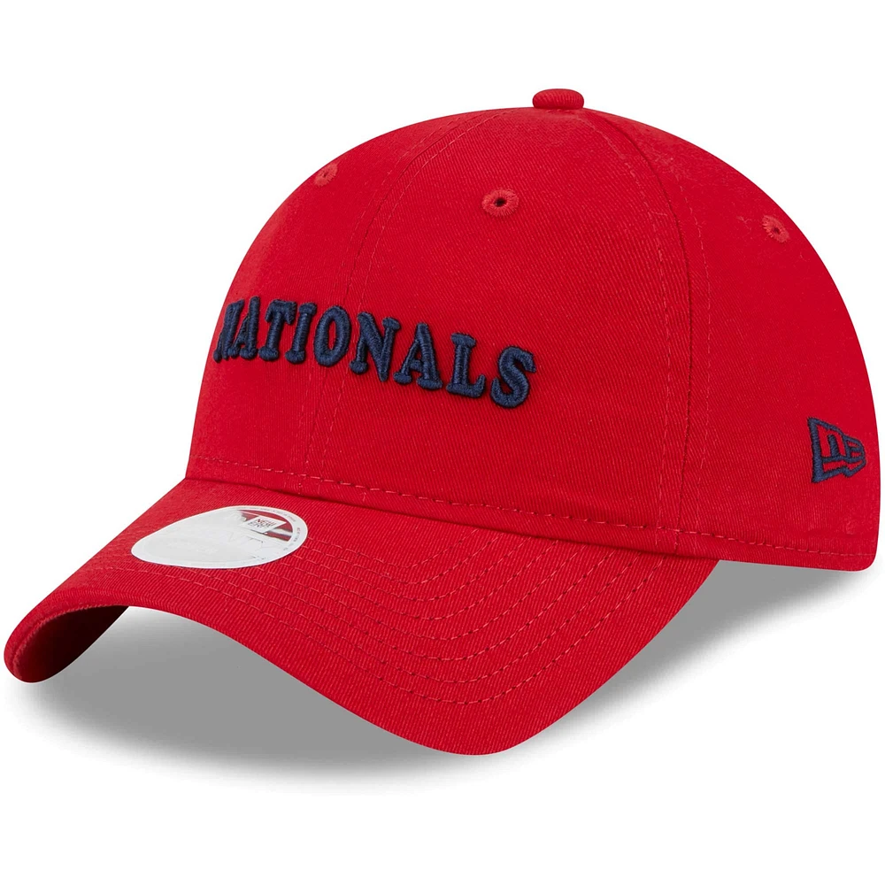 Casquette ajustable 9TWENTY des Washington Nationals Shoutout New Era pour femme, rouge