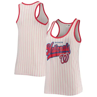 Women's Cleveland Indians New Era White/Red Pinstripe Jersey Tank Top