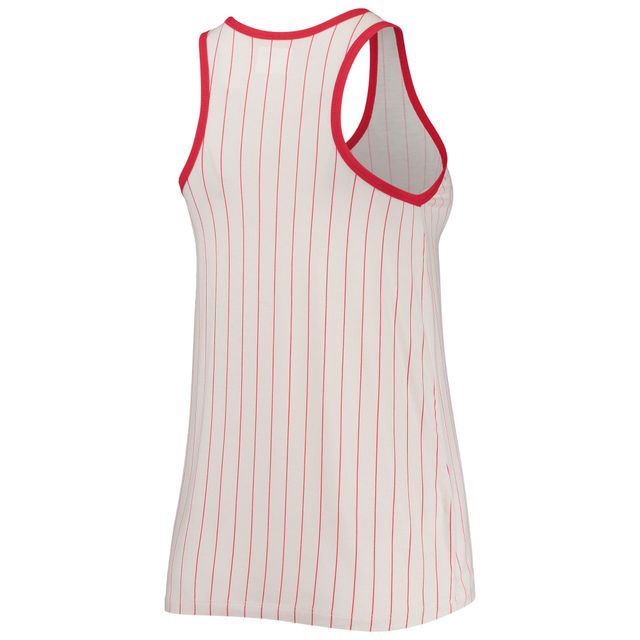 Débardeur à encolure dégagée fines rayures des Washington Nationals pour femme New Era blanc/rouge