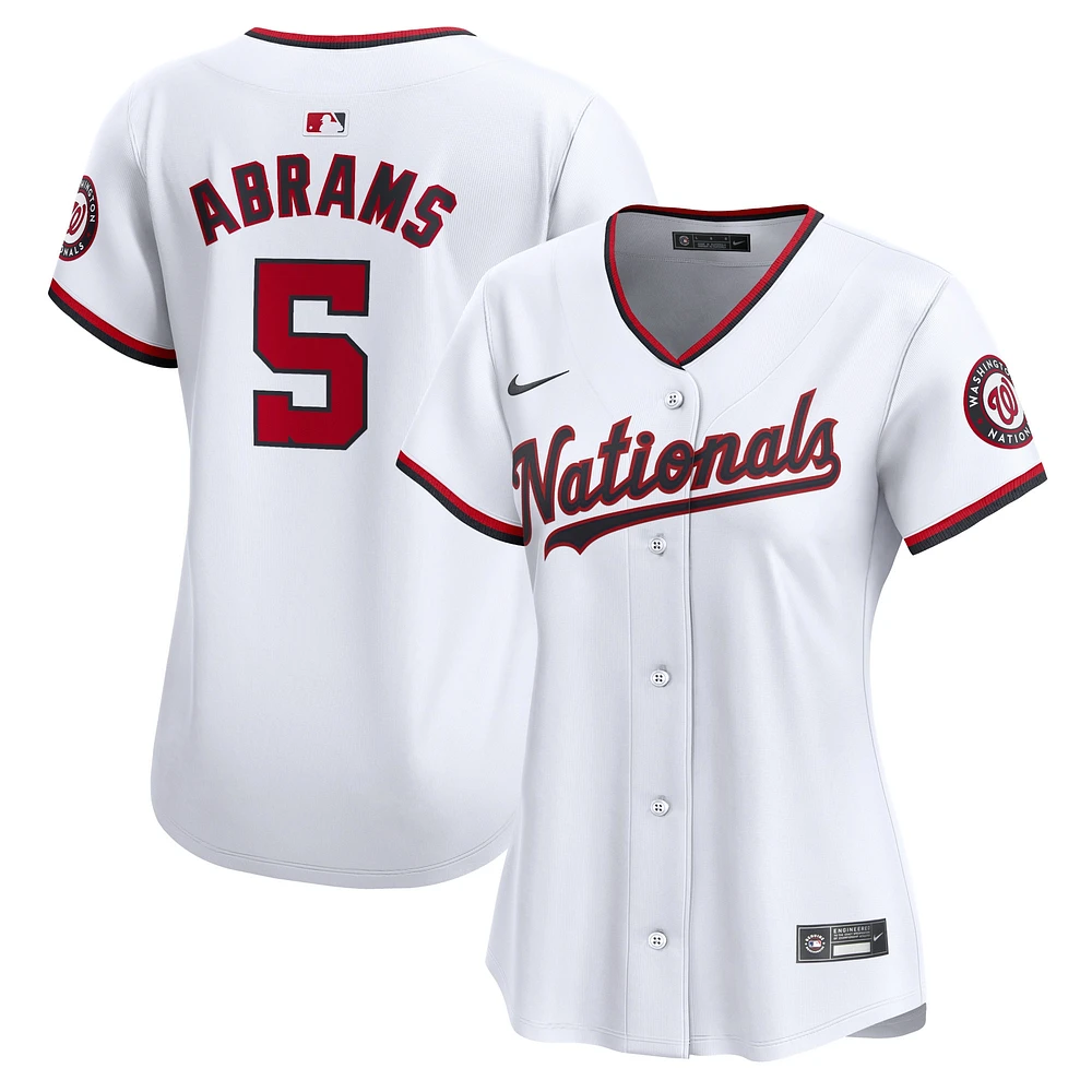 Maillot de joueur Nike CJ Abrams blanc Washington Nationals Home Limited pour femme