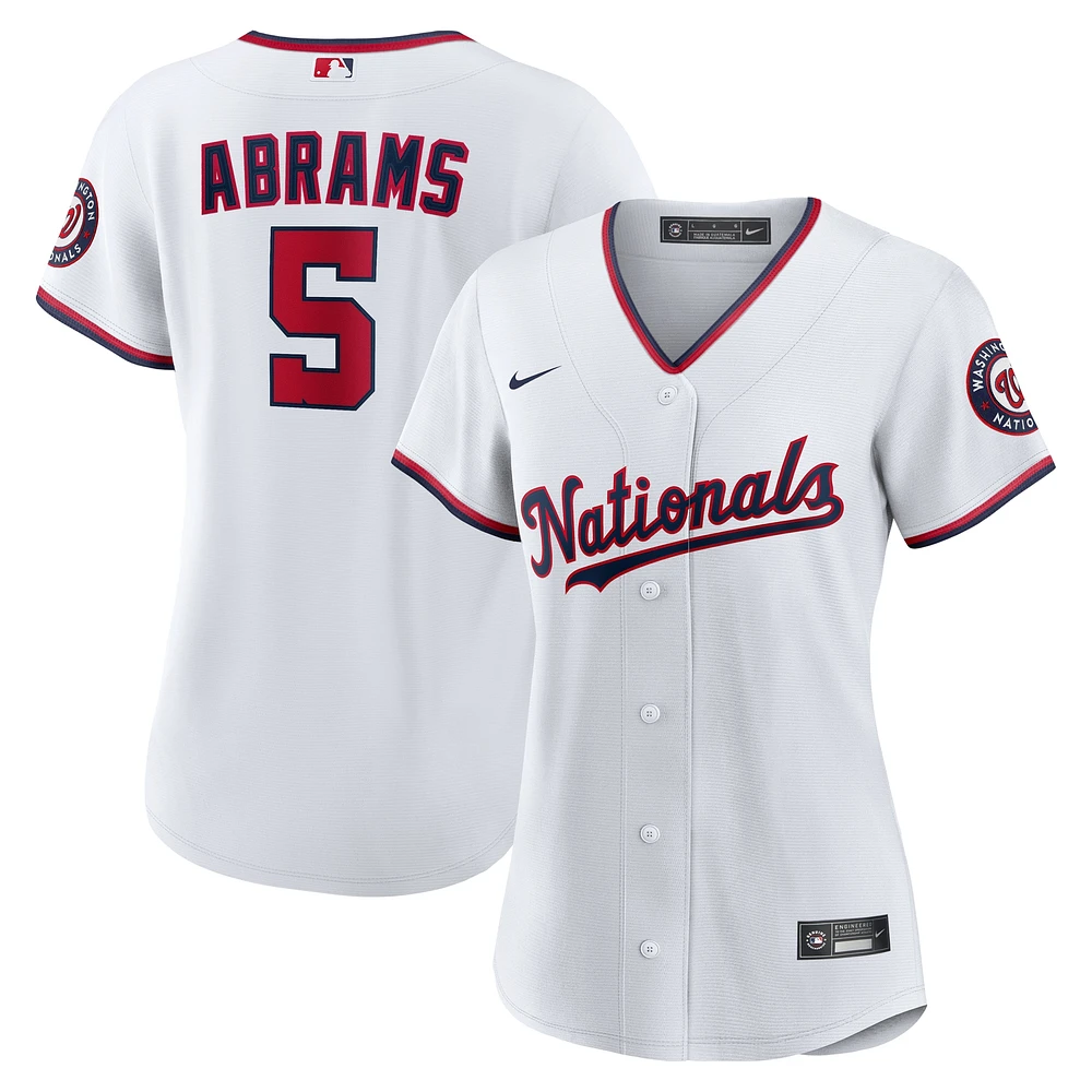 Maillot de joueur réplique à domicile Nike CJ Abrams pour femme des Nationals Washington, blanc