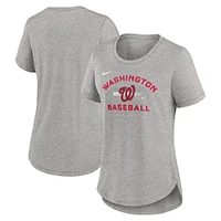 T-shirt Nike Heather Grey Washington Nationals Hot Prospect Tri-Blend pour femme