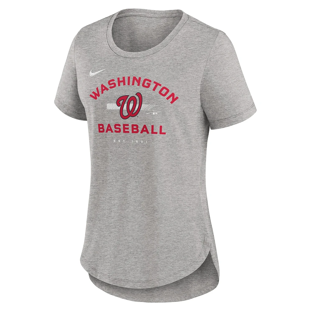 Women's Nike Heather Gray Washington Nationals Hot Prospect Tri-Blend T-Shirt