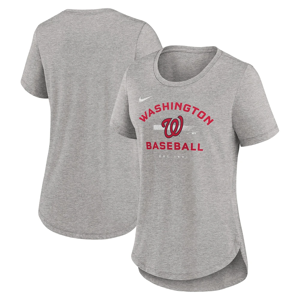 Women's Nike Heather Gray Washington Nationals Hot Prospect Tri-Blend T-Shirt