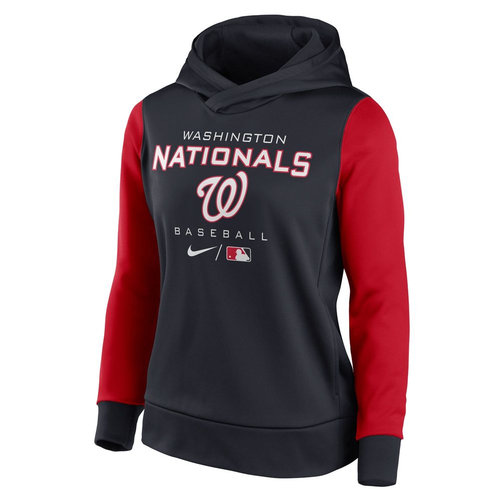 Women's Nike Navy/Red Washington Nationals Authentic Collection Pullover Hoodie