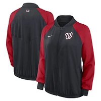 Veste à fermeture éclair intégrale Nike Washington Nationals Authentic Collection Team Raglan Performance pour femme - Bleu marine