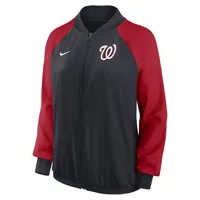 Veste à fermeture éclair intégrale Nike Washington Nationals Authentic Collection Team Raglan Performance pour femme - Bleu marine