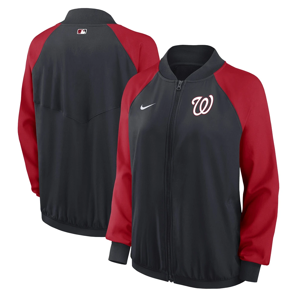 Women's Nike Navy Washington Nationals Authentic Collection Team Raglan Performance Full-Zip Jacket