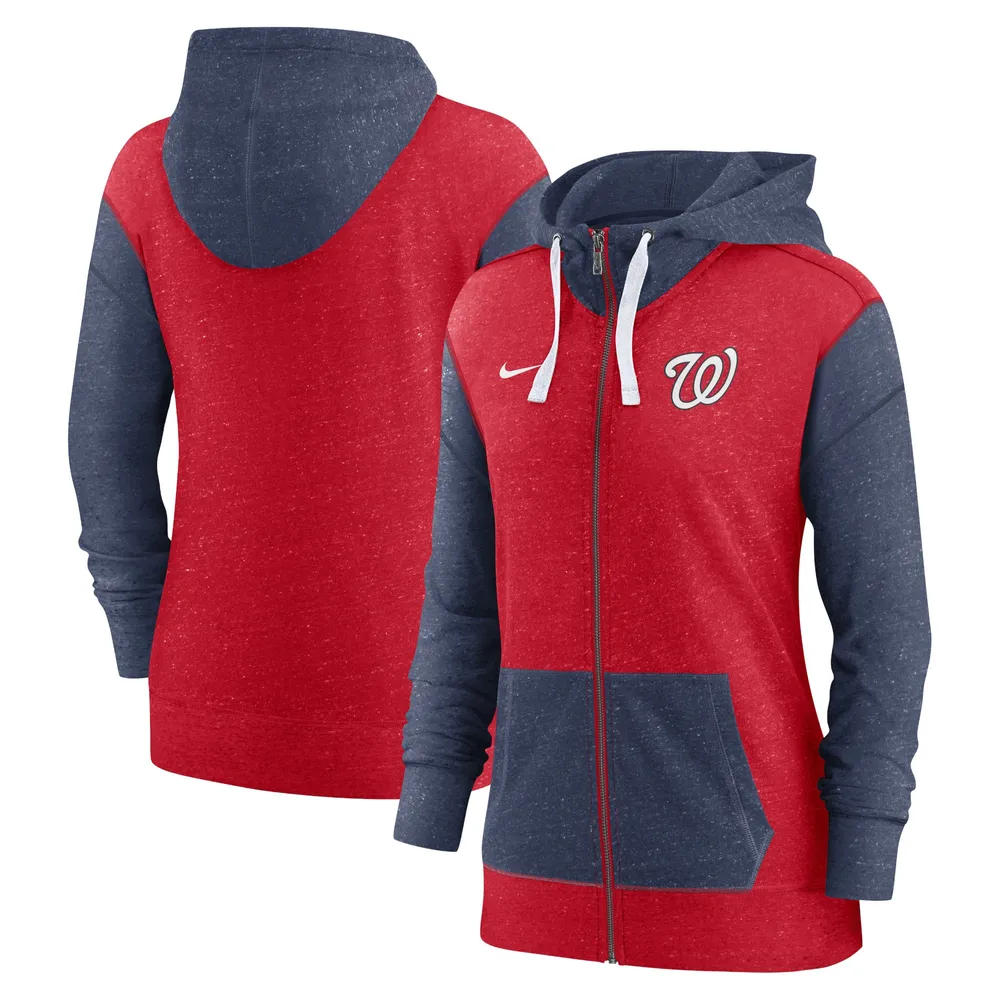 Sweat à capuche entièrement zippé Nike Washington Nationals pour femme rouge