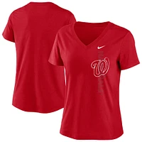 Women's Nike  Red Washington Nationals Local Team Tri-Blend V-Neck T-Shirt