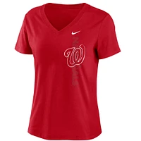Women's Nike  Red Washington Nationals Local Team Tri-Blend V-Neck T-Shirt