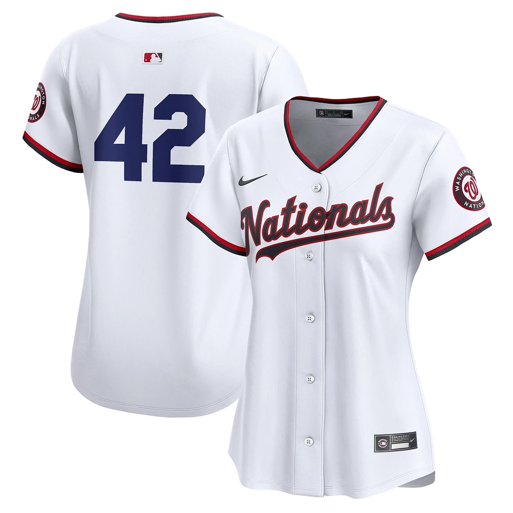 Maillot Nike blanc Washington Nationals 2024 Jackie Robinson Day Home Limited pour femme