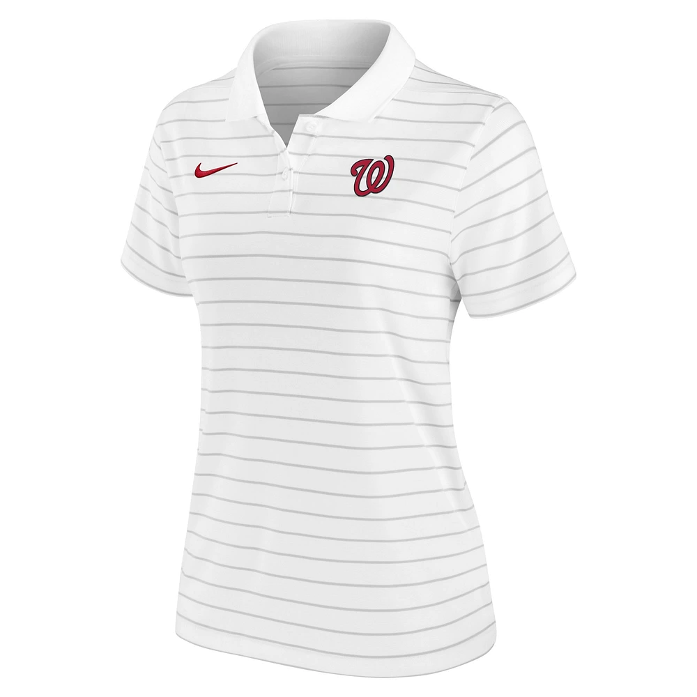 Polo Nike blanc pour femme de la collection Authentic Victory Performance des Washington Nationals