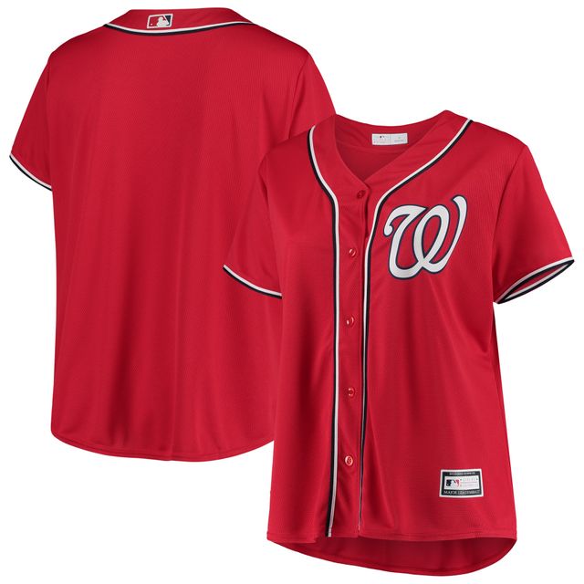 Maillot rouge de l'équipe réplique alternative grande taille des Nationals Washington pour femmes